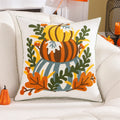 Embroidered Pumpkin Halloween Pillowcase by Axyaa - Cotton Throw Cushion Cover