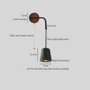 Axyaa Wood Stone LED Wall Light with Pull Switch, Adjustable Wire, Black Travertine
