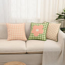Axyaa Summer Sweet Cotton Cushion Cover 45X45 Polka Dot Check Flower Print Pillowcase
