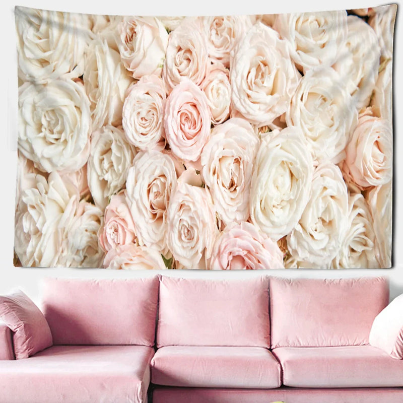 Rose Mandala Tapestry Wall Art Aesthetics by Axyaa