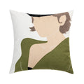 Axyaa Green Black Line Embroidery Pillow Cover for Modern Home Decor