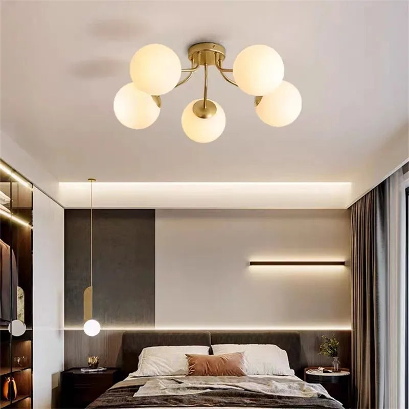 Nordic LED Milk White Glass Bubble Light for Living Room Bedroom by Axyaa