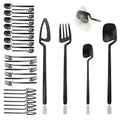 Axyaa 8-Piece Black Stainless Steel Dinnerware Set Kitchen Flatware Cutlery Party Bar Set.