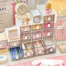 Axyaa Kawaii Plastic Desk Organizer Drawer Transparent Pen Holder for Home School