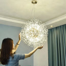 Axyaa Modern Silver Crystal Chandelier LED Pendant Lamp for Dining Room