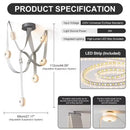 Axyaa Modern Brown Waistband Pendant Light with Artificial Marble Lampshade