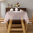 Axyaa French Floral Tassels Jacquard Lace Tablecloth - Elegant Art Decoration