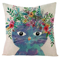 Axyaa Kawaii Flower Linen Pillow Case 45x45 cm Cute Animal Cushion Cover