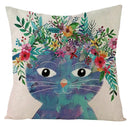 Axyaa Kawaii Flower Linen Pillow Case 45x45 cm Cute Animal Cushion Cover