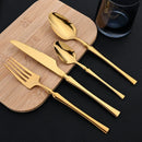 Axyaa 16-Piece Gold Stainless Steel Cutlery Dinnerware Set - Western Tableware Knife Fork Spoon
