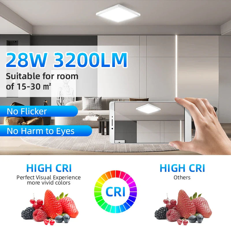 Axyaa Smart Dimming Wifi RGB LED Ceiling Light - Remote Control, Alexa Compatible