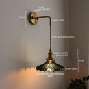Axyaa Vintage Green Glass Copper Wall Lights with LED and Pull Chain Switch