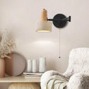Axyaa Nordic Minimalism LED Wall Light Yellow Travertine Swing Arm Pull Chain Switch