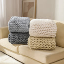Axyaa Chenille Chunky Knit Blanket 50x60", Handmade Cable Knitted Throw