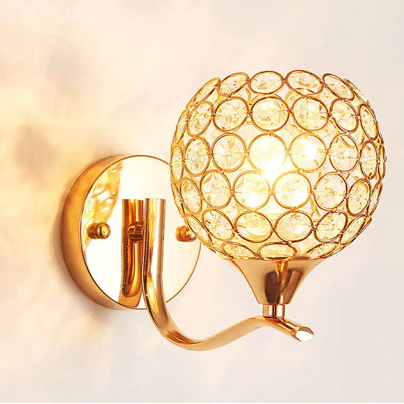 Axyaa Crystal Wall Sconce: Elegant Bedroom Bedside Light