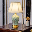 Axyaa Green Flower Bird Ceramic Table Lamp for Bedroom Living Room Bedside