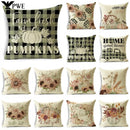 Axyaa Fall Pumpkin Sunflowers Linen Throw Pillowcase - Office, Bedroom Decor