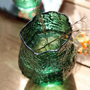 Axyaa Pleated Green Glass Vase for Hydroponics Flower Arrangement