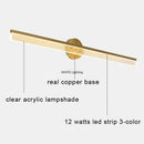 Nordic Copper LED Mirror Wall Light for Home Decor, Axyaa Glass Fixture