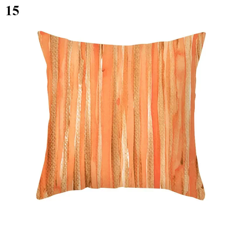 Orange Geometric Leaf Lines Pillowcase by Axyaa - Home Decor and Cozy Throw Pillows