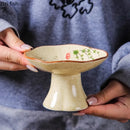 Axyaa Ceramic Dessert Plate Set of 2 High Foot Sushi Snack Tableware