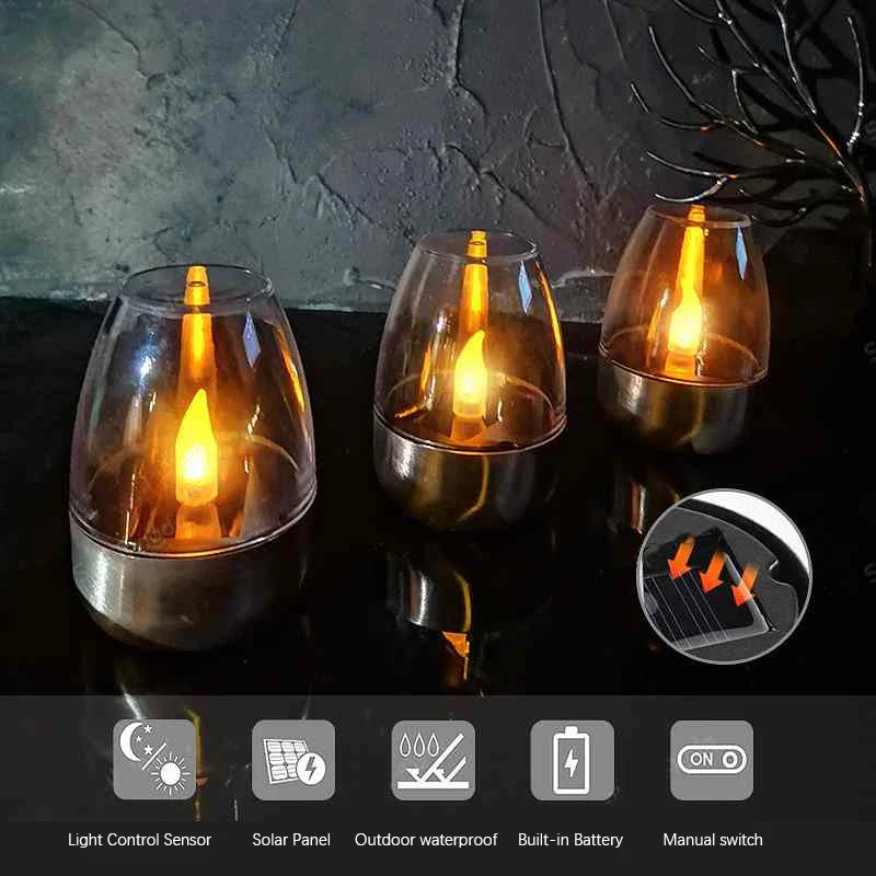 Solar Flameless Tea Lights by Axyaa: Waterproof Outdoor Rechargeable Candles