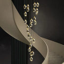 Axyaa Crystal Brass Chandelier Light for Modern Villa Stair, Hall, Loft, Hotel, Home Decor
