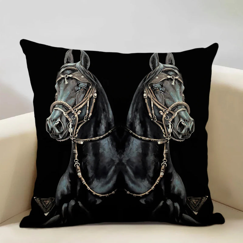 Luxury Axyaa Horse Cushion Cover 45x45cm Linen Pillow Case for Home Decor