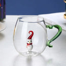 Axyaa 3D Christmas Glass Mug Cup with Heart Handle, 10oz, Water Coffee, Creative Gift