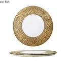 Axya Gold Edge Ceramic Dinner Plate Set for Restaurant, Steak, Dessert, Pasta, Fruit Salad