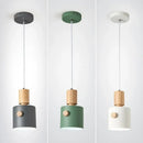 Axyaa Nordic Wooden Pendant Light LED Single Head Macaron Hanging Lamp for Living Room