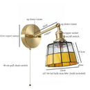 Axyaa Vintage Glass LED Tiffany Wall Lamp with Pull Chain Switch