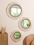 Axyaa Boho Hand Woven Wall Hanging Tapestry Nordic Wall Mirrors Decoration