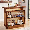 Axyaa Rattan 4-Tier Home Bar with Stemware Racks and Heightened Base