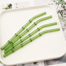 Axyaa Bamboo Design Glass Straws Set with Brush - Eco-Friendly Drinkware for Cocktails, Coffee