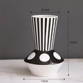 Axyaa Striped Ceramic Vase for Flowers Desk Decor Artifical Arrangement Aesthetic Ornament