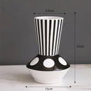 Axyaa Striped Ceramic Vase for Flowers Desk Decor Artifical Arrangement Aesthetic Ornament