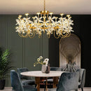 Axyaa Copper Petal Crystal Chandelier LED Dining Room Minimalist Luxury Artistic Lamp