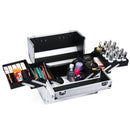 Axyaa Professional 4-Tray Makeup Train Box with Lock and Compartment