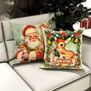 Axyaa Christmas Pillowcase: Santa Claus Fawn Pattern, Home Room Sofa Cushion Cover