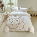 Axyaa 3D Flower Embroidery Bedding Set with Duvet Cover & Pillowcase