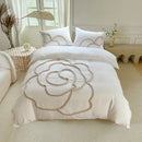 Axyaa 3D Flower Embroidery Bedding Set with Duvet Cover & Pillowcase