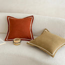 Axyaa Cozy Ribbed Linen Pillow Cover with Embroidered Border, 45x45cm