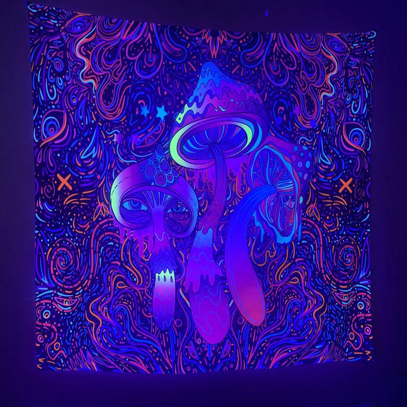 Axyaa Fluorescent Mushroom Luminous Tapestry for Interior Decoration