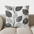 Axyaa Gray Leaf Pattern Decorative Pillow Cover for Sofa, Bedroom, Car