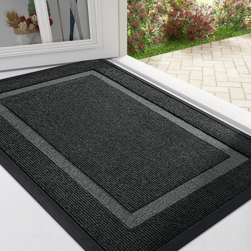 Axyaa Rubber Indoor Outdoor Entryway Mat Easy Clean Low Profile Fade Resistant Mats