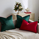 Axyaa Christmas Red Green Velvet Cushion Cover with Contract Piping - 45x45cm