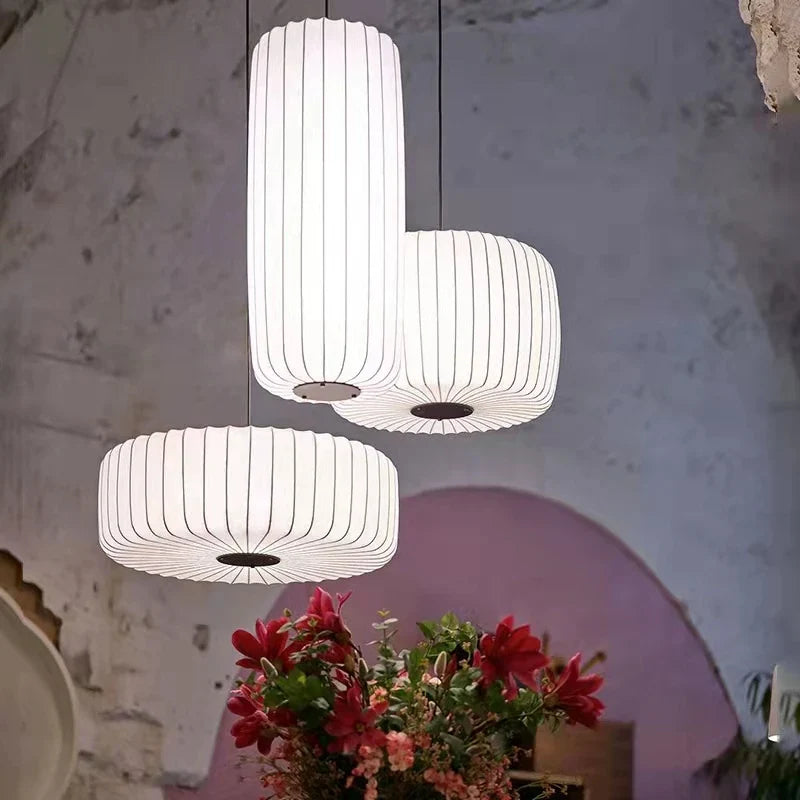 Axyaa White Cloth Pendant Light for Living Room and Restaurant