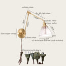 Axyaa Vintage LED Wall Lamp Swing Long Arm Loft Glass Copper Light for Bedroom
