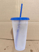 Axyaa Color Changing Confetti Cup with Lid & Straw - Reusable Hot/Cold Drinkware